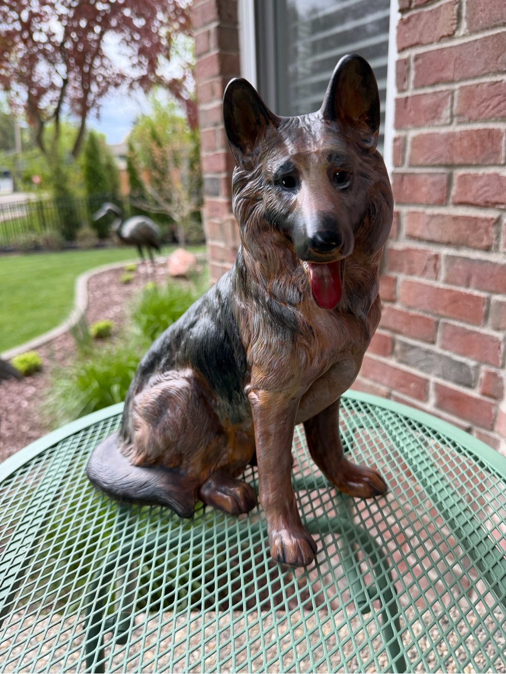 German Shepard Brown & Black Ceramic Pottery Figurine Statue